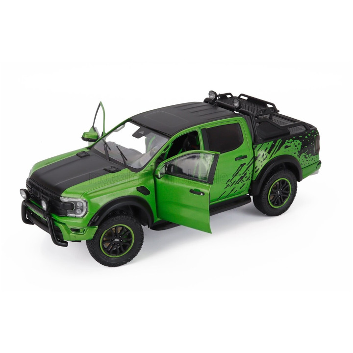 SOLIDO FORD USA RANGER RAPTOR PICK-UP DOUBLE CABINE 2024 - GREEN BLACK 1/18