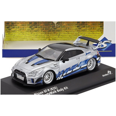 SOLIDO NISSAN GT-R (R35) LIBERTY WALK SILHOUETTE COUPE 2019 - SILVER BLUE 1/43