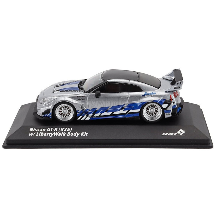 SOLIDO NISSAN GT-R (R35) LIBERTY WALK SILHOUETTE COUPE 2019 - SILVER BLUE 1/43