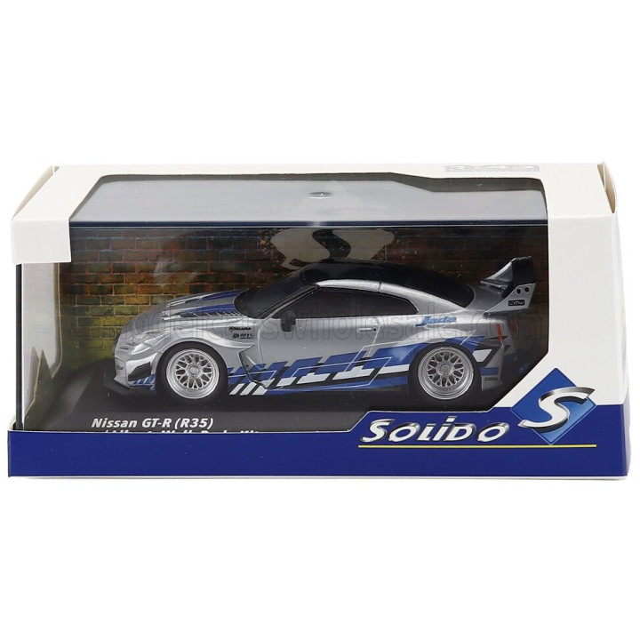 SOLIDO NISSAN GT-R (R35) LIBERTY WALK SILHOUETTE COUPE 2019 - SILVER BLUE 1/43