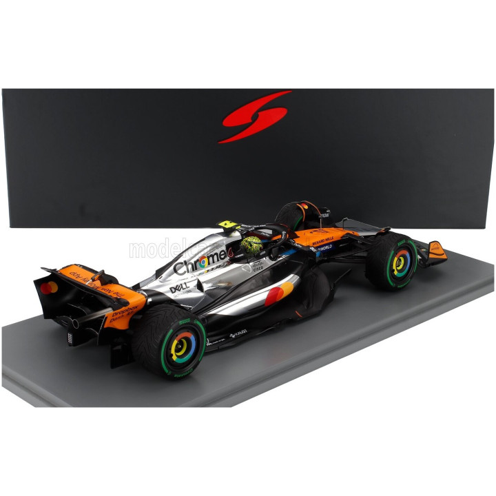 SPARK MODEL McLAREN F1 MCL39 TEAM MCLAREN N 4 WORLD CHAMPION WINNER SILVERSTONE BRITISH GP 2025 LANDO NORRIS - ORANGE CHROME