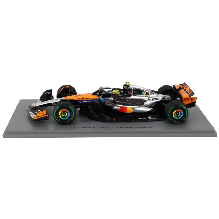 SPARK MODEL McLAREN F1 MCL39 TEAM MCLAREN N 4 WORLD CHAMPION WINNER SILVERSTONE BRITISH GP 2025 LANDO NORRIS - ORANGE CHROME