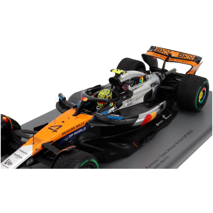 SPARK MODEL McLAREN F1 MCL39 TEAM MCLAREN N 4 WORLD CHAMPION WINNER SILVERSTONE BRITISH GP 2025 LANDO NORRIS - ORANGE CHROME