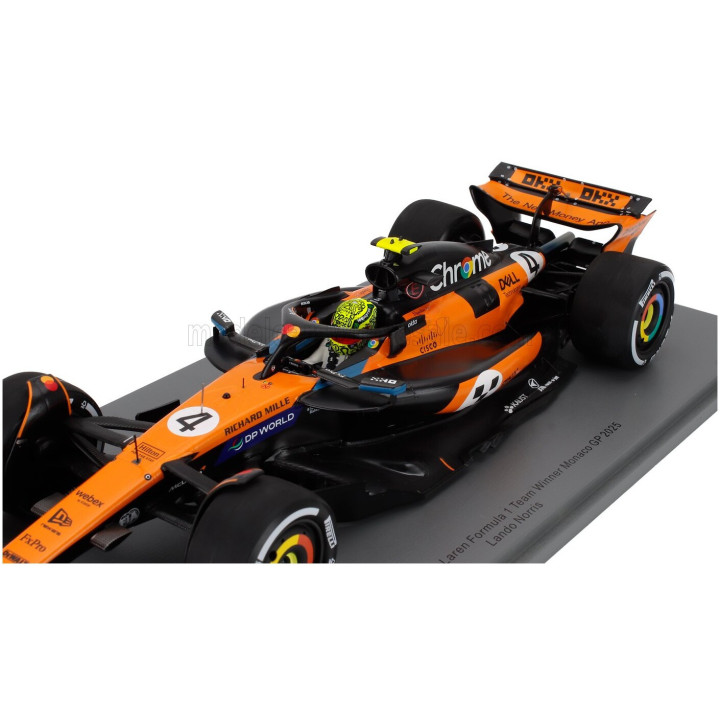 SPARK MODEL McLAREN F1 MCL39 TEAM MCLAREN N 4 WORLD CHAMPION WINNER MONACO GP 2025 LANDO NORRIS - ORANGE BLACK 1/18