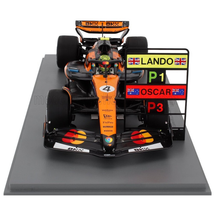 SPARK MODEL McLAREN F1 MCL39 TEAM MCLAREN N 4 WORLD CHAMPION WINNER MONACO GP 2025 LANDO NORRIS - ORANGE BLACK 1/18