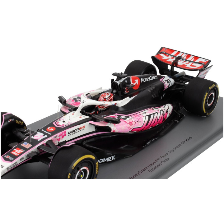 SPARK MODEL HAAS F1 VF-25 TEAM MONEYGRAM HAAS N 31 JAPAN GP 2025 ESTEBAN OCON - WHITE BLACK PINK 1/18