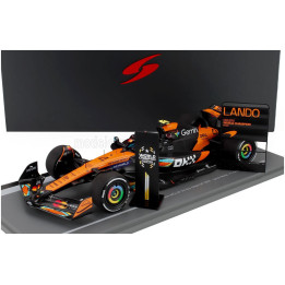SPARK MODEL McLAREN F1 MCL39 TEAM MCLAREN N 4 WORLD CHAMPION 3rd ABU DHABI GP WITH PIT BOARD 2025 LANDO NORRIS - ORANGE BLACK