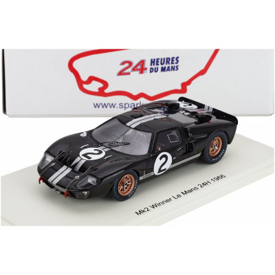 SPARK MODEL FORD USA GT40 MKII 7.0L V8 TEAM SHELBY AMERICAN INC. N 2 WINNER 24h LE MANS 1966 BRUCE McLAREN - CHRIS AMON - BLACK