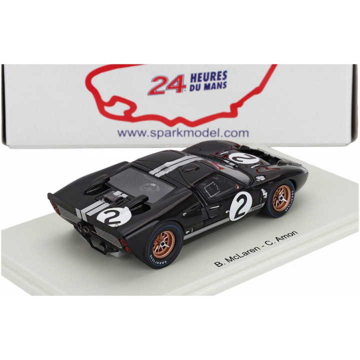 SPARK MODEL FORD USA GT40 MKII 7.0L V8 TEAM SHELBY AMERICAN INC. N 2 WINNER 24h LE MANS 1966 BRUCE McLAREN - CHRIS AMON - BLACK