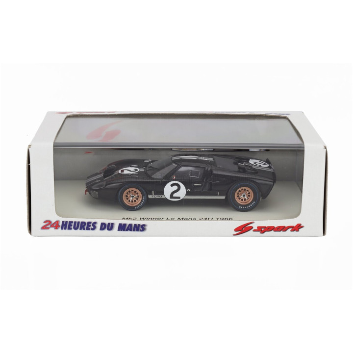 SPARK MODEL FORD USA GT40 MKII 7.0L V8 TEAM SHELBY AMERICAN INC. N 2 WINNER 24h LE MANS 1966 BRUCE McLAREN - CHRIS AMON - BLACK