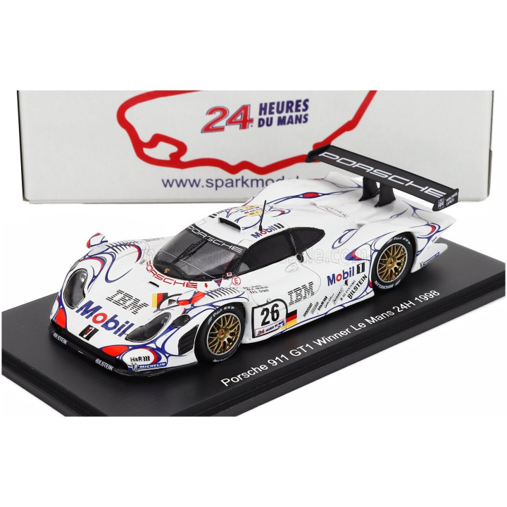 SPARK MODEL PORSCHE 911 GT1-98 3.2L TURBO TEAM PORSCHE AG MOBIL-1 N 26 WINNER 24h LE MANS 1998 ALLAN McNISH - LAURENT AIELLO