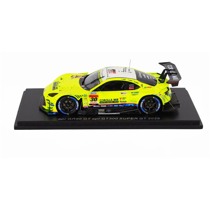 SPARK MODEL TOYOTA GR86 GT TEAM APR N 30 GT300 CLASS SUPER GT 2025 HIROAKI NAGAI - MANABU ORIDO - YELLOW 1/43