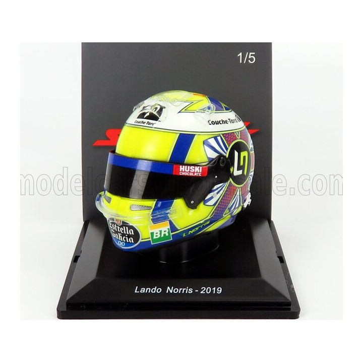 SPARK MODEL BELL HELMET F1 CASCO HELMET MCL34 TEAM MCLAREN SEASON 2019 LANDO NORRIS - YELLOW BLUE 1/5