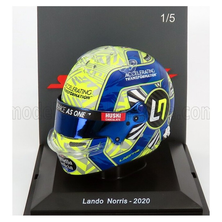 SPARK MODEL BELL HELMET F1 CASCO HELMET MCL35 TEAM MCLAREN SEASON 2020 LANDO NORRIS - YELLOW BLUE 1/5
