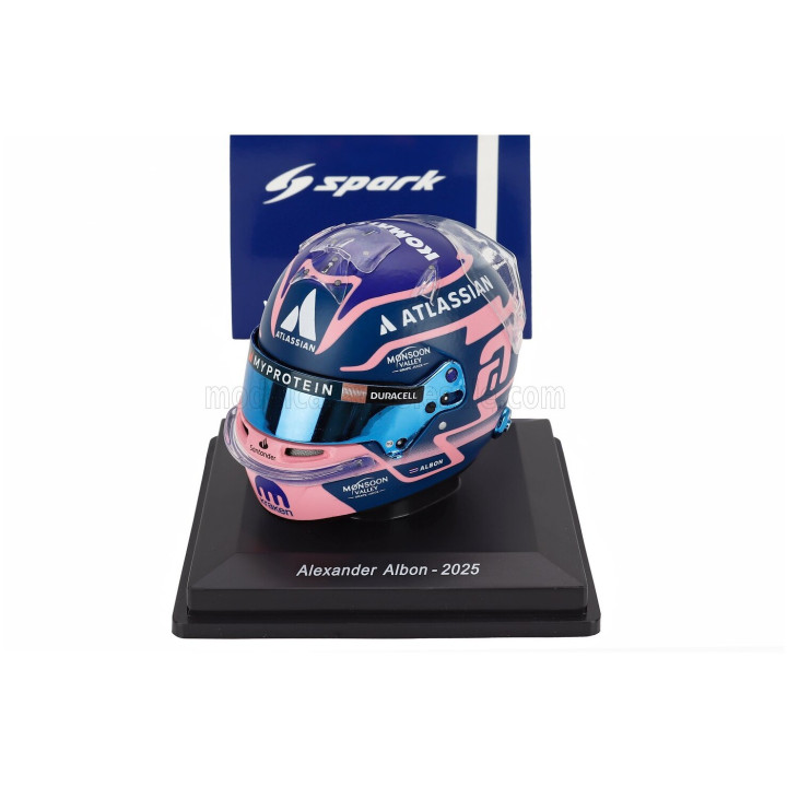 SPARK MODEL BELL HELMET CASCO HELMET F1 ALEX ALBON TEAM ATLASSIAN WILLIAMS RACING N 23 SEASON 2025 - BLUE PINK 1/5