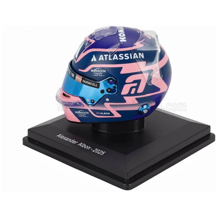SPARK MODEL BELL HELMET CASCO HELMET F1 ALEX ALBON TEAM ATLASSIAN WILLIAMS RACING N 23 SEASON 2025 - BLUE PINK 1/5