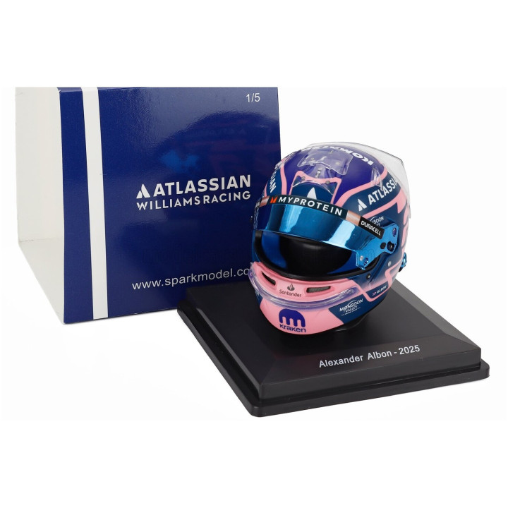 SPARK MODEL BELL HELMET CASCO HELMET F1 ALEX ALBON TEAM ATLASSIAN WILLIAMS RACING N 23 SEASON 2025 - BLUE PINK 1/5