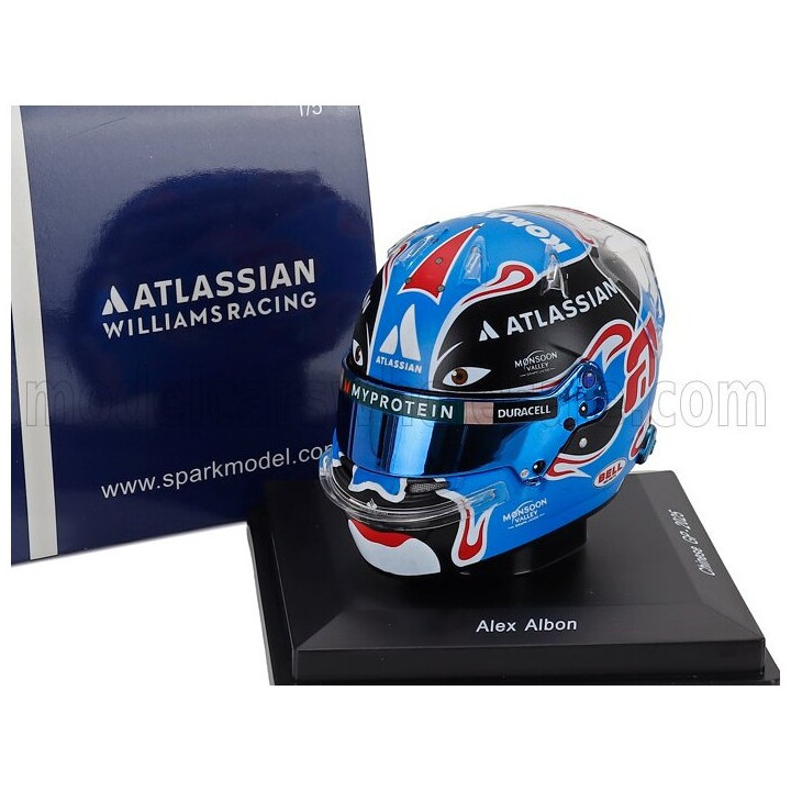SPARK MODEL BELL HELMET CASCO HELMET F1 ALEX ALBON TEAM ATLASSIAN WILLIAMS RACING N 23 CHINA GP 2025 - BLUE BLACK 1/5