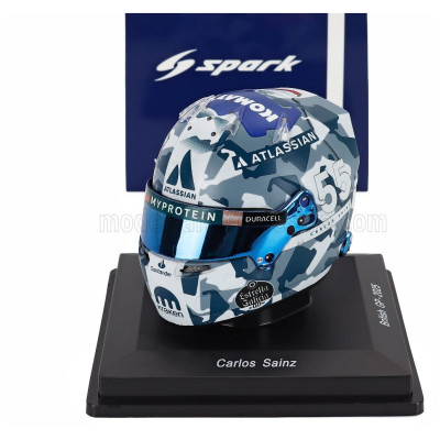 SPARK MODEL BELL HELMET CASCO HELMET F1 CARLOS SAINZ TEAM ATLASSIAN WILLIAMS RACING N 55 BRITISH GP 2025 - LIGHT BLUE WHITE 1/5