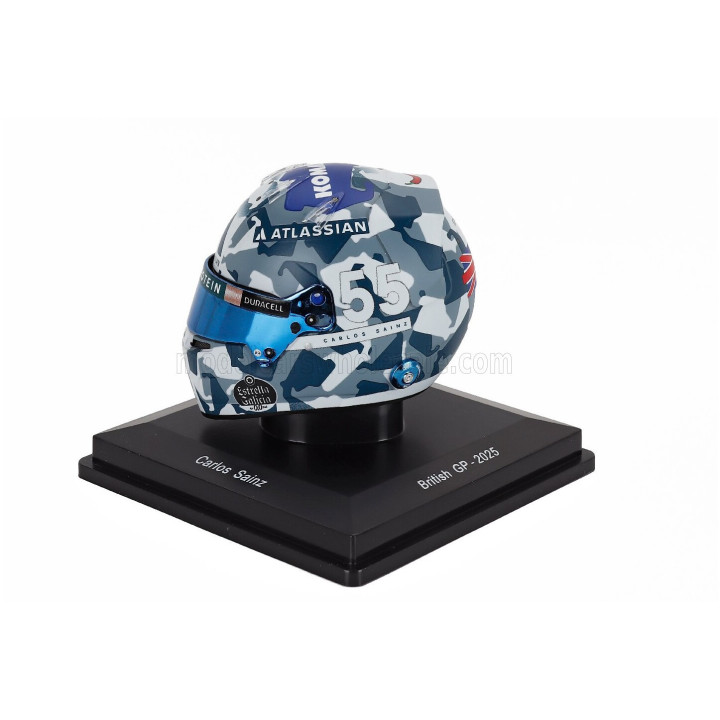 SPARK MODEL BELL HELMET CASCO HELMET F1 CARLOS SAINZ TEAM ATLASSIAN WILLIAMS RACING N 55 BRITISH GP 2025 - LIGHT BLUE WHITE 1/5