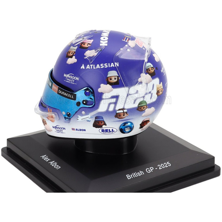 SPARK MODEL BELL HELMET CASCO HELMET F1 ALEX ALBON TEAM ATLASSIAN WILLIAMS RACING N 23 BRITISH GP 2025 - BLUE WHITE 1/5