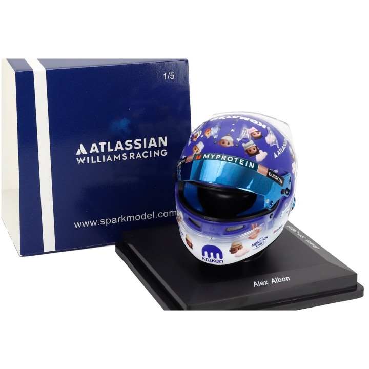 SPARK MODEL BELL HELMET CASCO HELMET F1 ALEX ALBON TEAM ATLASSIAN WILLIAMS RACING N 23 BRITISH GP 2025 - BLUE WHITE 1/5