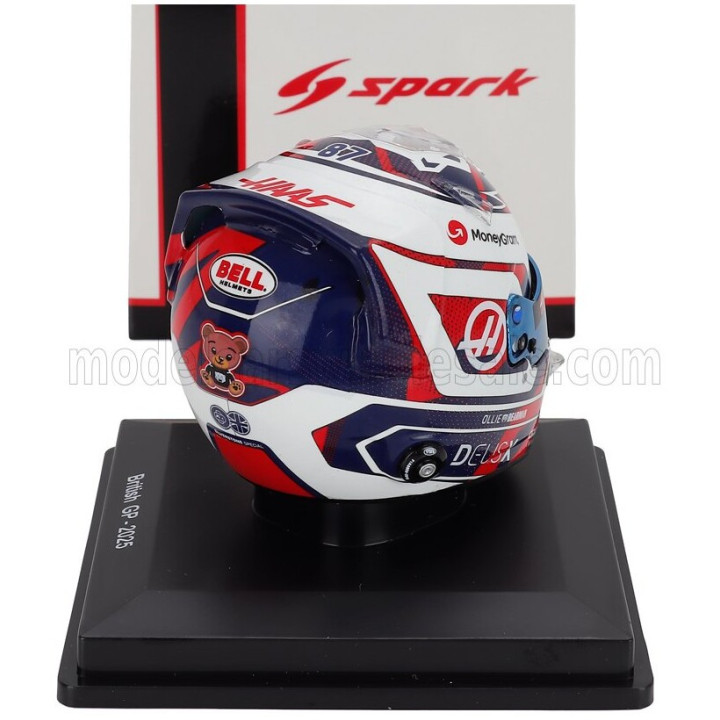 SPARK MODEL BELL HELMET CASCO HELMET F1 OLIVER BEARMAN TEAM MONEYGRAM HAAS N 87 BRITISH GP 2025 - WHITE BLACK RED 1/5