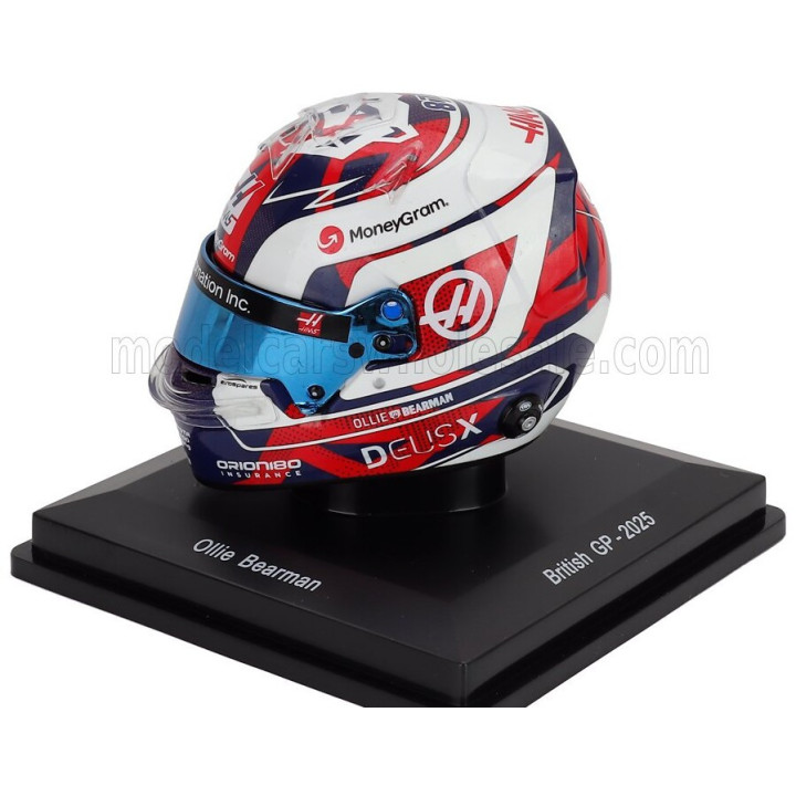 SPARK MODEL BELL HELMET CASCO HELMET F1 OLIVER BEARMAN TEAM MONEYGRAM HAAS N 87 BRITISH GP 2025 - WHITE BLACK RED 1/5