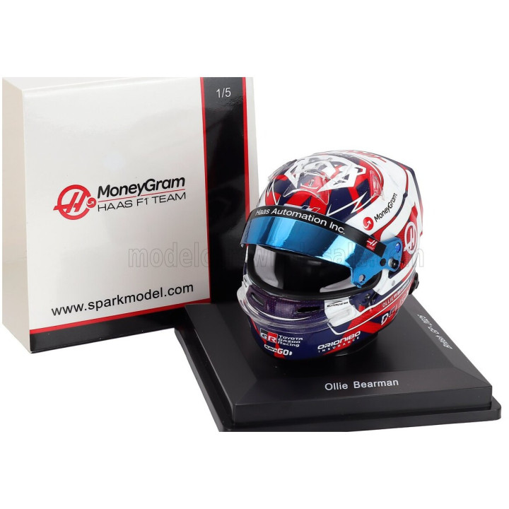 SPARK MODEL BELL HELMET CASCO HELMET F1 OLIVER BEARMAN TEAM MONEYGRAM HAAS N 87 BRITISH GP 2025 - WHITE BLACK RED 1/5