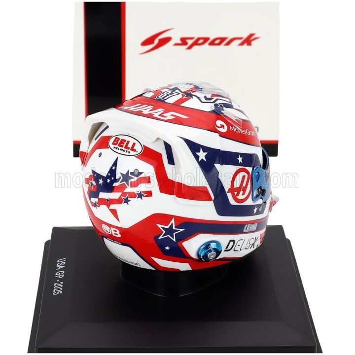 SPARK MODEL BELL HELMET CASCO HELMET F1 OLIVER BEARMAN TEAM MONEYGRAM HAAS N 87 9th USA GP 2025 - RED WHITE BLACK 1/5