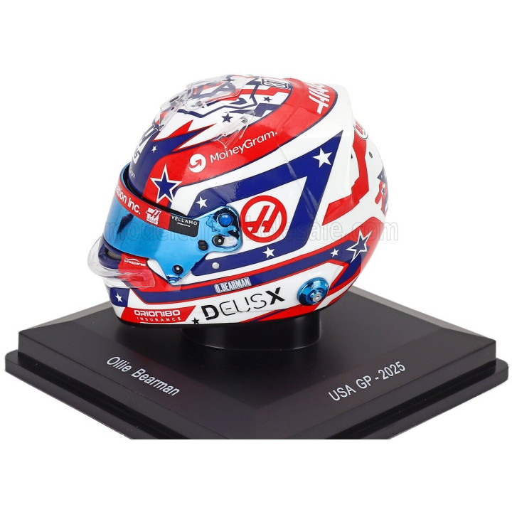 SPARK MODEL BELL HELMET CASCO HELMET F1 OLIVER BEARMAN TEAM MONEYGRAM HAAS N 87 9th USA GP 2025 - RED WHITE BLACK 1/5