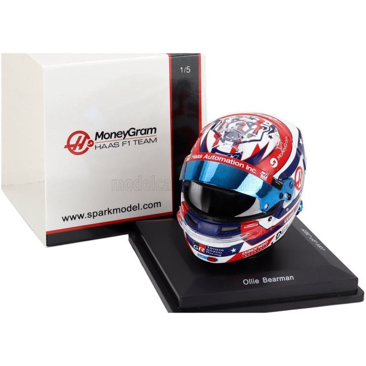 SPARK MODEL BELL HELMET CASCO HELMET F1 OLIVER BEARMAN TEAM MONEYGRAM HAAS N 87 9th USA GP 2025 - RED WHITE BLACK 1/5