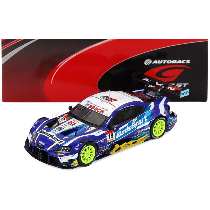 SPARK MODEL TOYOTA SUPRA GR TEAM WEDSSPORT BANDOH N 19 GT500 CLASS SUPER GT 2025 YUJI KUNIMOTO - SENA SAKAGUCHI - BLUE WHITE