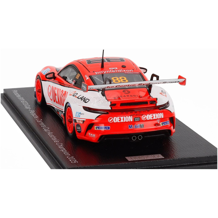 SPARK MODEL PORSCHE 911 992 GT3 N 88 PORSCHE CARRERA CUP AUSTRALIA CHAMPION 2025 DYLAN O'KEEFFE - ORANGE WHITE 1/43