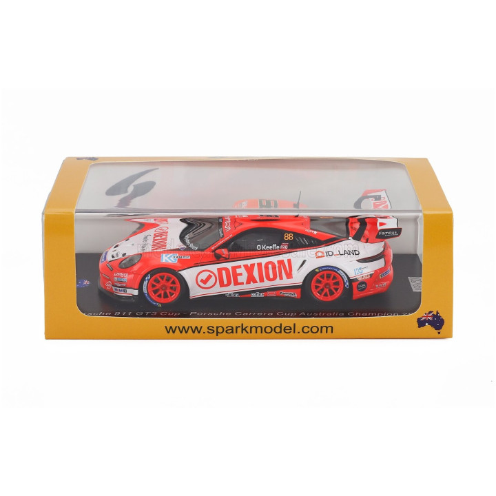 SPARK MODEL PORSCHE 911 992 GT3 N 88 PORSCHE CARRERA CUP AUSTRALIA CHAMPION 2025 DYLAN O'KEEFFE - ORANGE WHITE 1/43