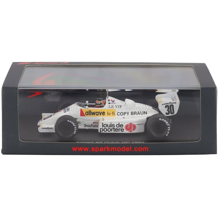 SPARK MODEL ARROWS F1 A6 N 30 HOLLAND GP 1983 THIERRY BOUTSEN - WHITE 1/43
