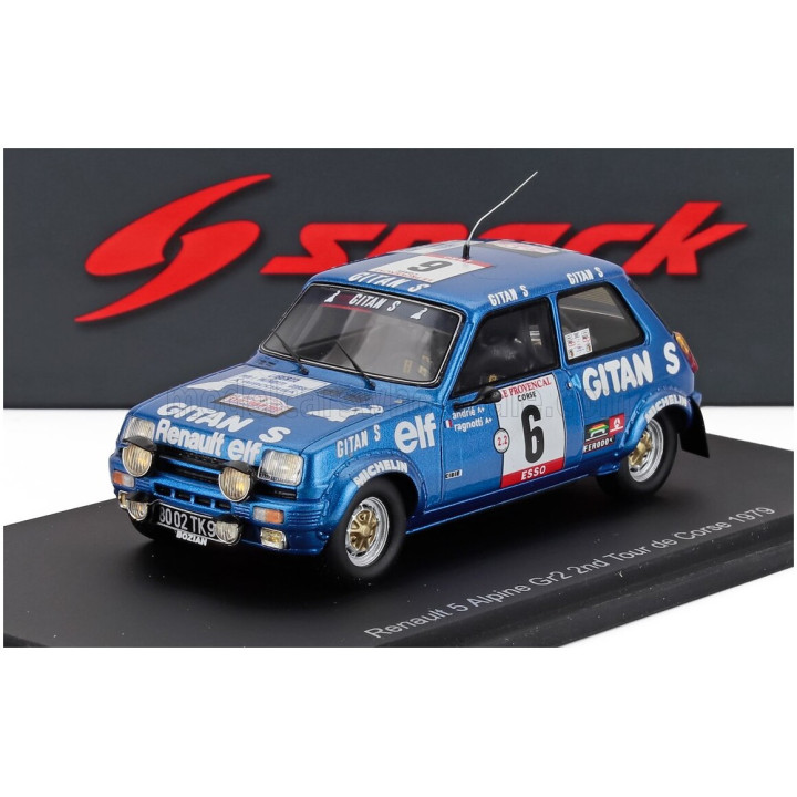 SPARK MODEL RENAULT R5 ALPINE Gr.2 (night version) N 6 2nd RALLY TOUR DE CORSE 1979 JEAN RAGNOTTI - JEAN MARC ANDRIE - BLUE 1/43