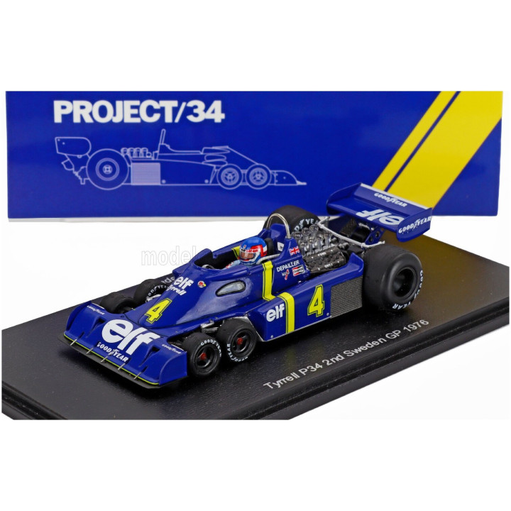 SPARK MODEL TYRRELL F1 P34 ELF 6-WHEELS N 4 2nd SWEDEN GP 1976 PATRICK DEPAILLER - BLUE YELLOW 1/43