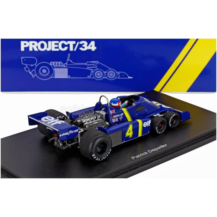 SPARK MODEL TYRRELL F1 P34 ELF 6-WHEELS N 4 2nd SWEDEN GP 1976 PATRICK DEPAILLER - BLUE YELLOW 1/43