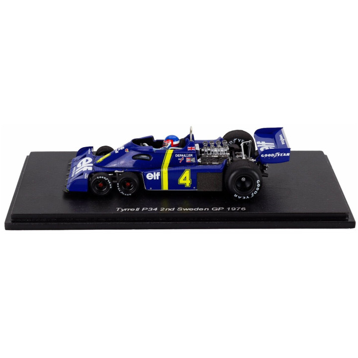 SPARK MODEL TYRRELL F1 P34 ELF 6-WHEELS N 4 2nd SWEDEN GP 1976 PATRICK DEPAILLER - BLUE YELLOW 1/43