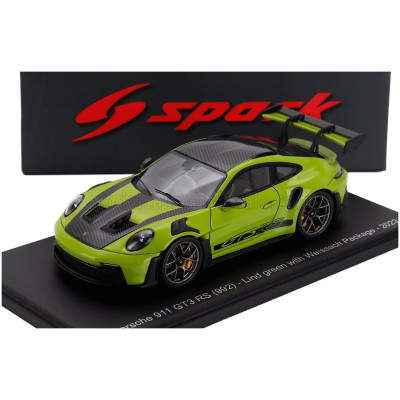 SPARK MODEL PORSCHE 911 992 GT3 RS WEISSACH PACKAGE COUPE 2023 - GREEN BLACK 1/43