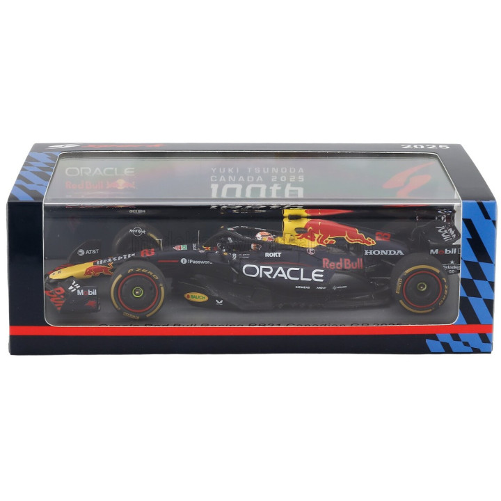 SPARK MODEL RED BULL F1 RB21 TEAM ORACLE RED BULL RACING N 22 CANADA GP 2025 (100th GP) YUKI TSUNODA - BLUE YELLOW RED 1/43