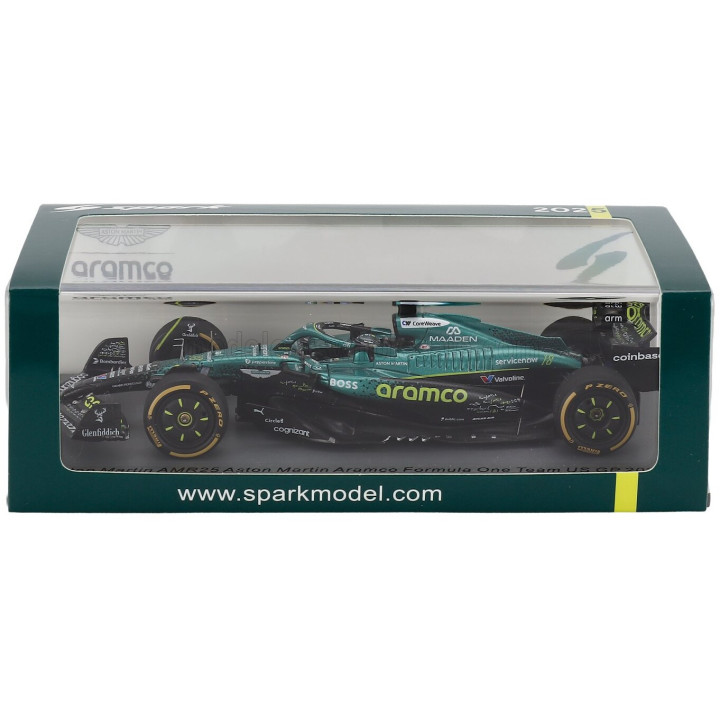 SPARK MODEL ASTON MARTIN F1 AMR25 TEAM ARAMCO COGNIZANT N 18 USA GP 2025 LANCE STROLL - GREEN BLACK 1/43