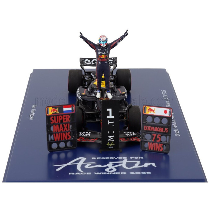 SPARK MODEL RED BULL F1 RB21 TEAM ORACLE RED BULL RACING N 1 WINNER USA GP (WITH PIT BOARD SUPER MAX! 75 WINS) 2025 MAX