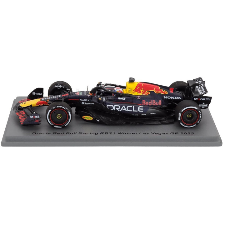 SPARK MODEL RED BULL F1 RB21 TEAM ORACLE RED BULL RACING N 1 WINNER LAS VEGAS USA GP WITH PIT BOARD 2025 MAX VERSTAPPEN - BLUE