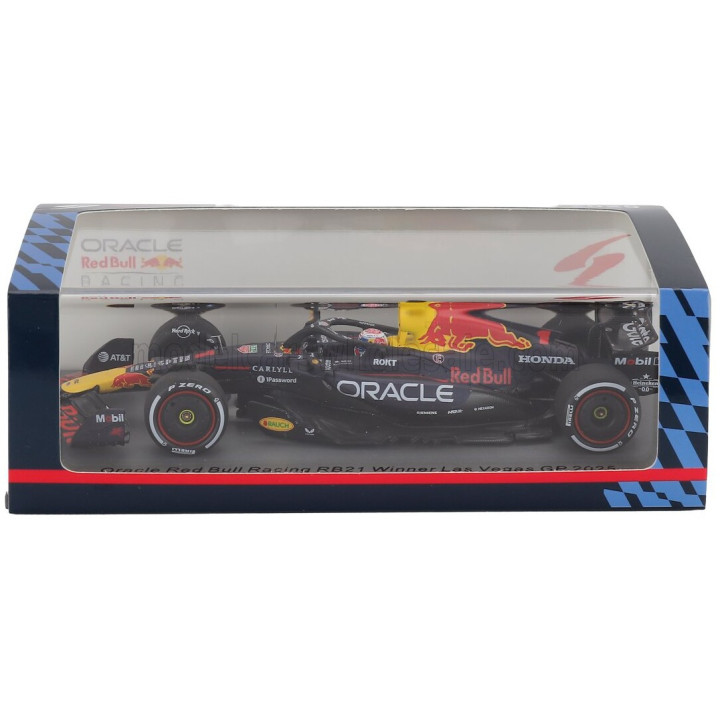 SPARK MODEL RED BULL F1 RB21 TEAM ORACLE RED BULL RACING N 1 WINNER LAS VEGAS USA GP WITH PIT BOARD 2025 MAX VERSTAPPEN - BLUE