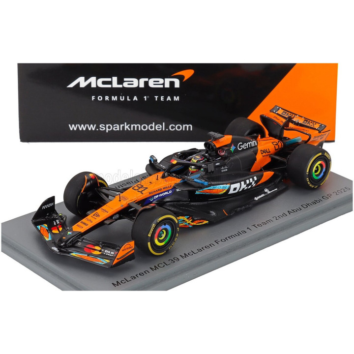 SPARK MODEL McLAREN F1 MCL39 TEAM MCLAREN N 81 2nd ABU DHABI GP 2025 OSCAR PIASTRI - ORANGE BLACK 1/43