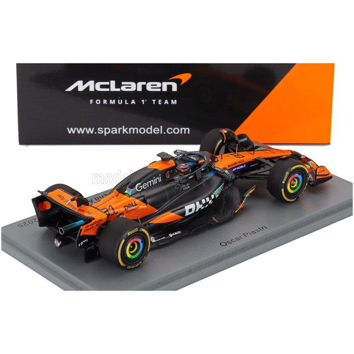 SPARK MODEL McLAREN F1 MCL39 TEAM MCLAREN N 81 2nd ABU DHABI GP 2025 OSCAR PIASTRI - ORANGE BLACK 1/43