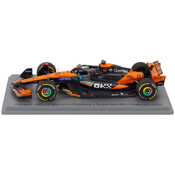 SPARK MODEL McLAREN F1 MCL39 TEAM MCLAREN N 81 2nd ABU DHABI GP 2025 OSCAR PIASTRI - ORANGE BLACK 1/43