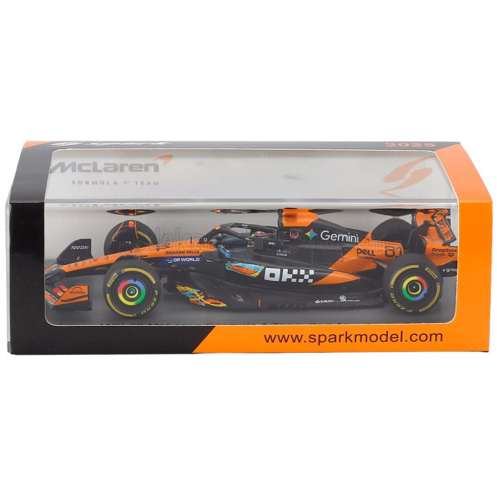 SPARK MODEL McLAREN F1 MCL39 TEAM MCLAREN N 81 2nd ABU DHABI GP 2025 OSCAR PIASTRI - ORANGE BLACK 1/43